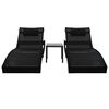 vidaXL サンラウンジャー 2点 テーブル付 ポリラタン＆合成繊維製 ブラック