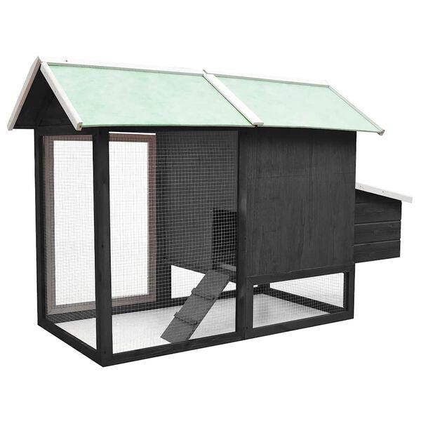vidaXL 鶏小屋 グレー 170x81x110cm マツ＆モミ無垢材