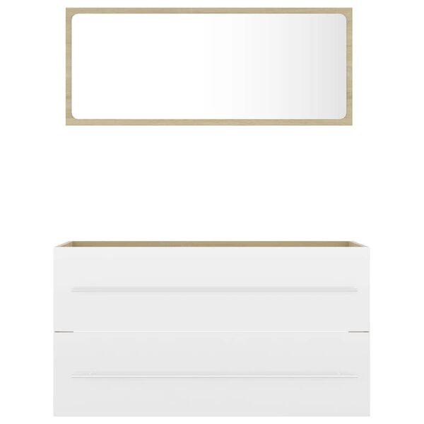 vidaXL バスルーム家具2点セット ホワイト＆ソノマオーク エンジニアリングウッド