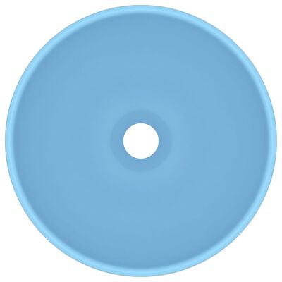 vidaXL バスルーム用 洗面器 丸型 マットライトブルー 32.5x14cm セラミック