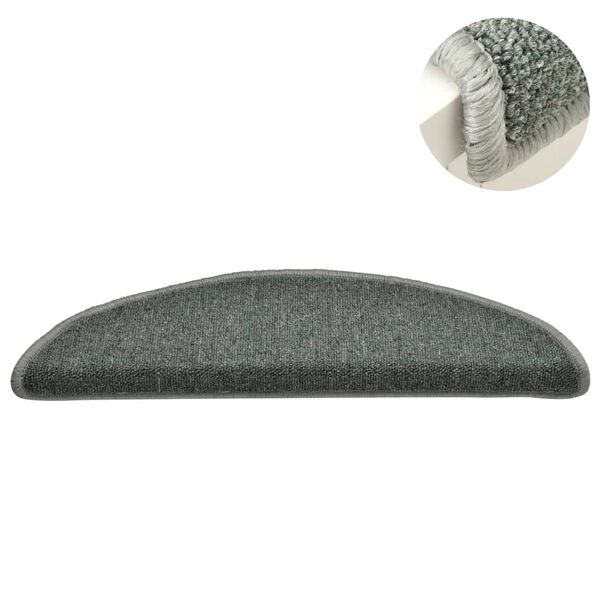 vidaXL 階段マット 15枚入り 56x17x3 cm ダークグリーン 半円形