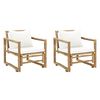 vidaXL ガーデンチェア 2点セット クッションとピロー付き 竹製