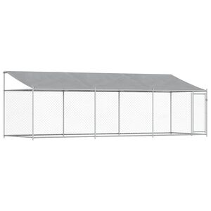 vidaXL 犬用ケージ ルーフ&ドア付き グレー 6x2x2 m 亜鉛メッキ鋼