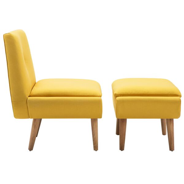 vidaXL スリッパーチェア フットスツール付き イエロー 布製
