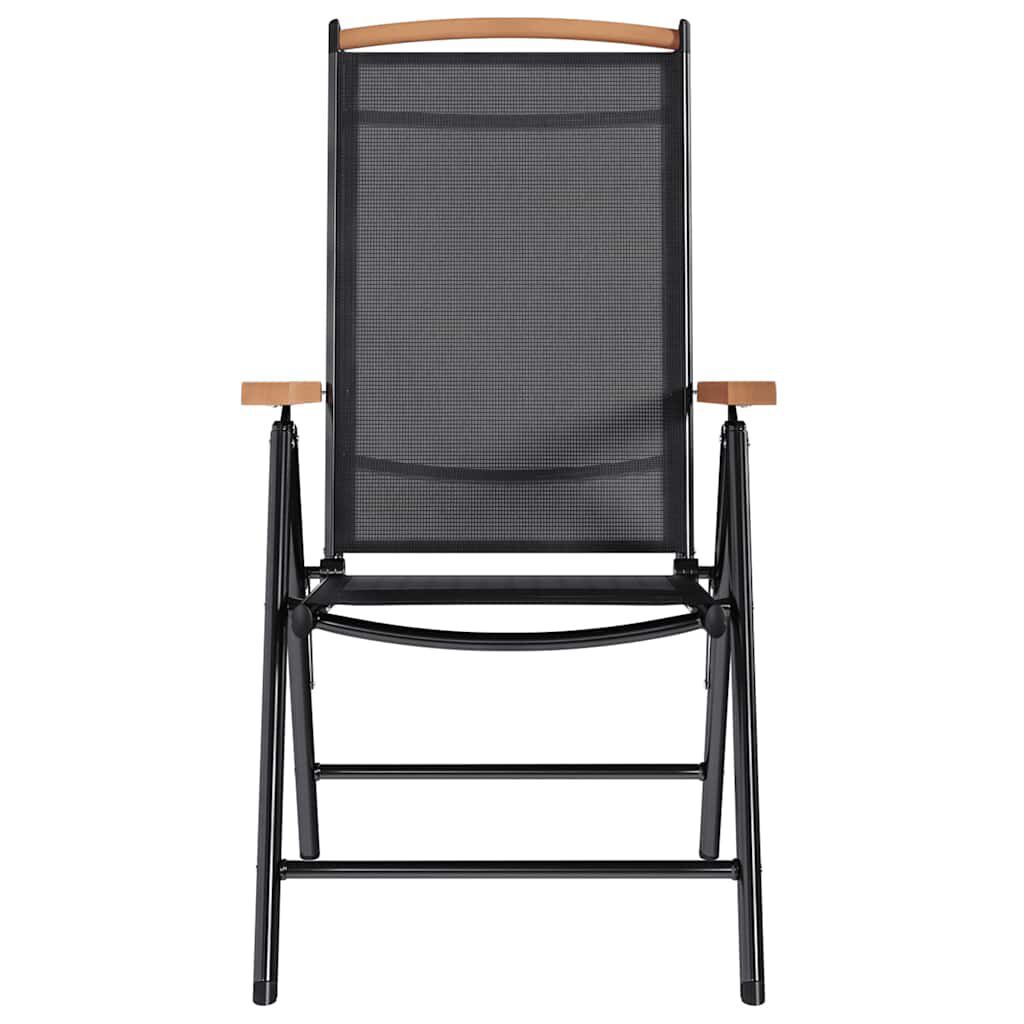 vidaXL 折りたたみガーデンチェア 2点 アルミ＆合成繊維 ブラック