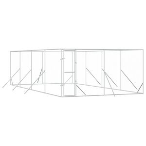 vidaXL 屋外用犬小屋 シルバー 4x8x2m 亜鉛メッキ鋼製