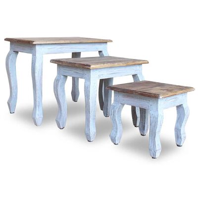 vidaXL ネストテーブル 3点セット 無垢の再生木材
