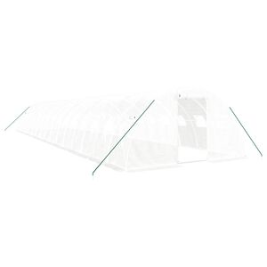 vidaXL スチールフレーム温室 ホワイト 64 m&sup2; 16x4x2 m