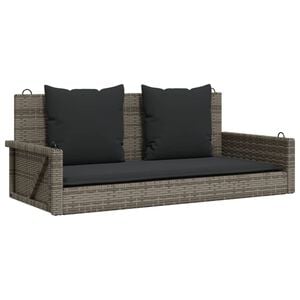 vidaXL スイングベンチ クッション付き グレー 119x56x48 cm ポリラタン