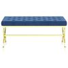 vidaXL ベンチ 99cm ブルー ベルベット＆ステンレススチール製