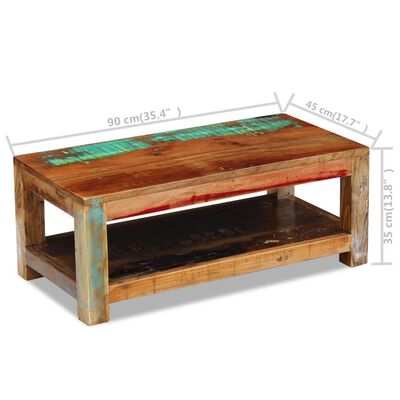 vidaXL コーヒーテーブル 再生木材 無垢材 90x45x35 cm