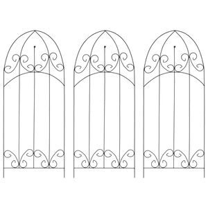 vidaXL つる性植物用 園芸ラック 3点 ブラック 40x100cm アイアン製