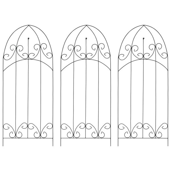 vidaXL つる性植物用 園芸ラック 3点 ブラック 40x100cm アイアン製