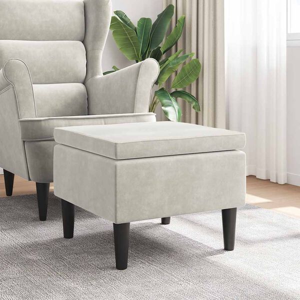 vidaXL スツール 木製脚 クリームベルベット