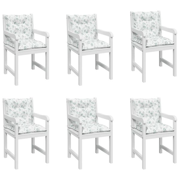 vidaXL ローバックチェアクッション 6点 リーフ柄 ファブリック