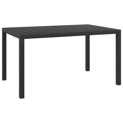 vidaXL ガーデンテーブル ブラック 150x90x74cm アルミ＆WPC製