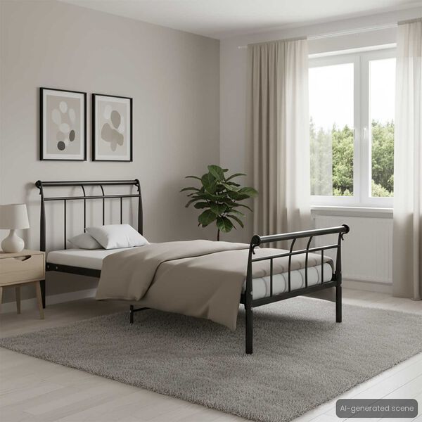 vidaXL ベッドフレーム ブラック 金属製 100x200cm