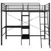 vidaXL 二段ベッド テーブルフレーム付 ブラック 金属製 90 x 200 cm