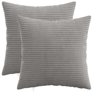 vidaXL クッションカバー 2 pcs HEERLEN ライトグレー 40 x 40 cm コーデュロイ
