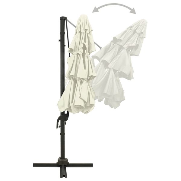 vidaXL 4層ガーデンパラソル アルミ製ポール付き 3x3m サンド