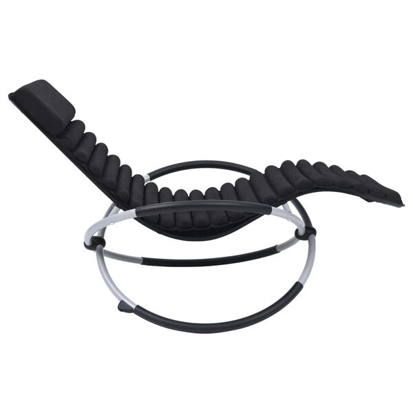 vidaXL 屋外サンラウンジャー クッション付き スチール製 ブラック