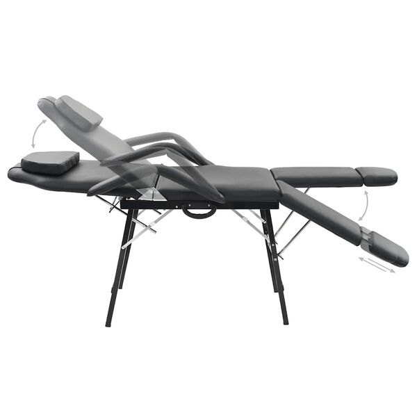 vidaXL 携帯用 フェイシャルエステチェア 合成皮革 185x78x76cm ブラック