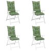vidaXL ガーデンハイバックチェア クッション 4点 リーフ柄 120x50x7 cm ファブリック