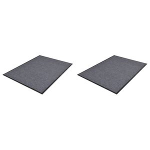 vidaXL PVCドアマット2点セット グレー 90x60 cm