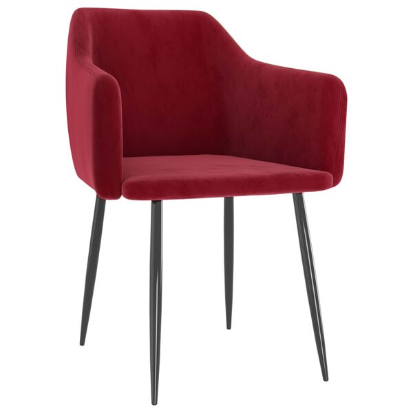 vidaXL ダイニングチェア 2点セット ワインレッド ベルベット製