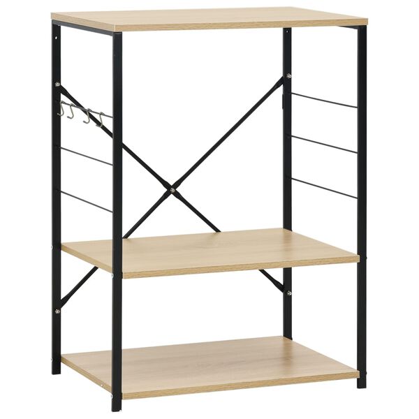 vidaXL 電子レンジキャビネット ブラック＆オーク 60x39.6x79.5 cm エンジニアリングウッド