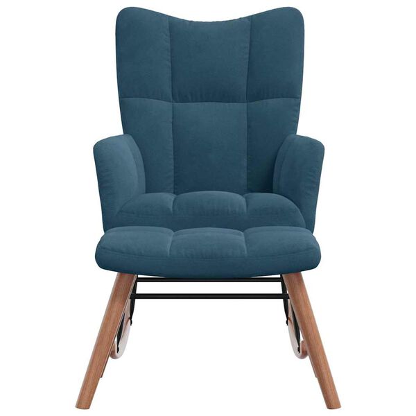 vidaXL ロッキングチェア（スツール付き）ブルーベルベット