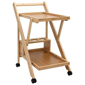 vidaXL 車輪付きキッチントロリー ライトブラウン 65 x 40.5 x 76.5 cm 竹