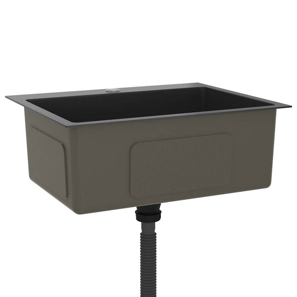 vidaXL 手作り キッチンシンク ステンレススチール製 ブラック