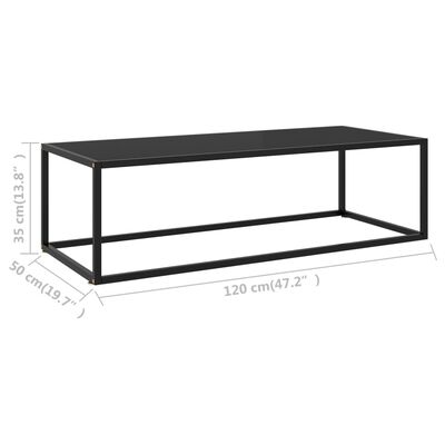vidaXL コーヒーテーブル ブラック 120x50x35cm ブラックガラス製