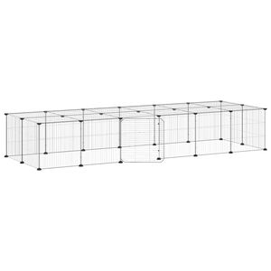 vidaXL ペットケージ パネル28枚 扉付き ブラック 35x35cm スチール
