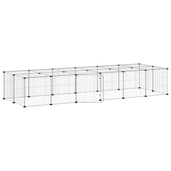 vidaXL ペットケージ パネル28枚 扉付き ブラック 35x35cm スチール