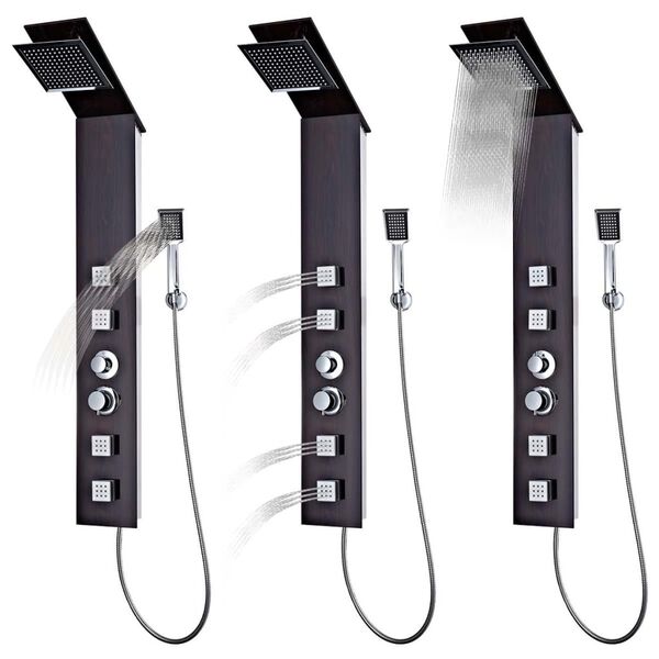 vidaXL シャワーパネルシステム ガラス製 ブラウン