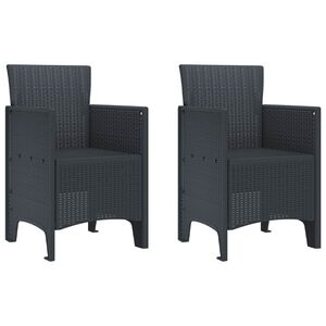 vidaXL ガーデンチェア クッション付き 2 pcs アンスラサイト 53 x 49 x 85 cm ポリプロピレン
