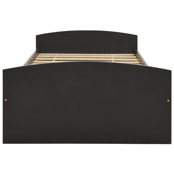 vidaXL ベッドフレーム 引き出し2点付き グレー パイン無垢材 90x200cm