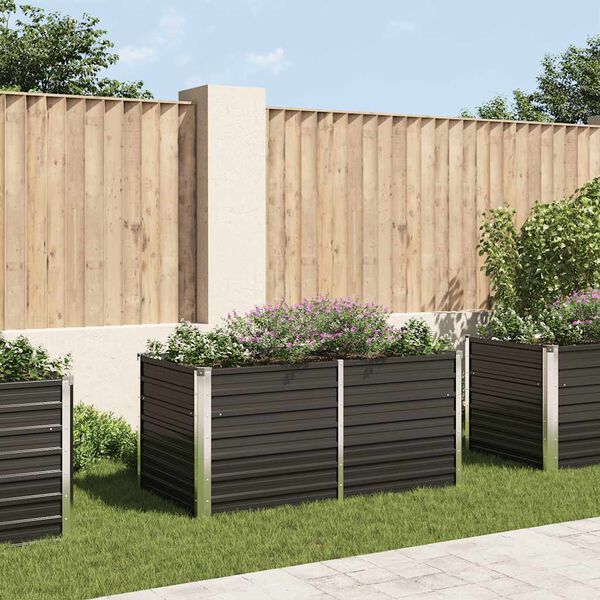 vidaXL レイズドガーデンプランター アントラシート　160x80x77cm 亜鉛メッキ鋼