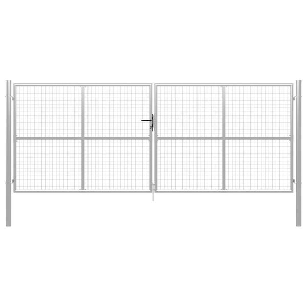 vidaXL ガーデンゲート 亜鉛メッキ鋼 400x150 cm シルバー