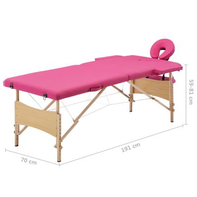 vidaXL 折りたたみ式マッサージテーブル 二つ折り 木製 ピンク