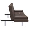 vidaXL ソファベッド 枕2点付き ブラウン 合成皮革製