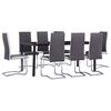 vidaXL ダイニングセット 9点 合成皮革 グレー