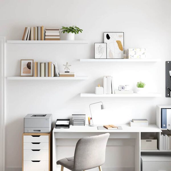 vidaXL フローティングウォールシェルフ 4点 ホワイト 120x23.5x3.8cm MDF