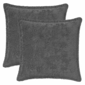 vidaXL クッションカバー 2 個 HOUTEN ダークグレー 40 x 40 cm フェイクラビット