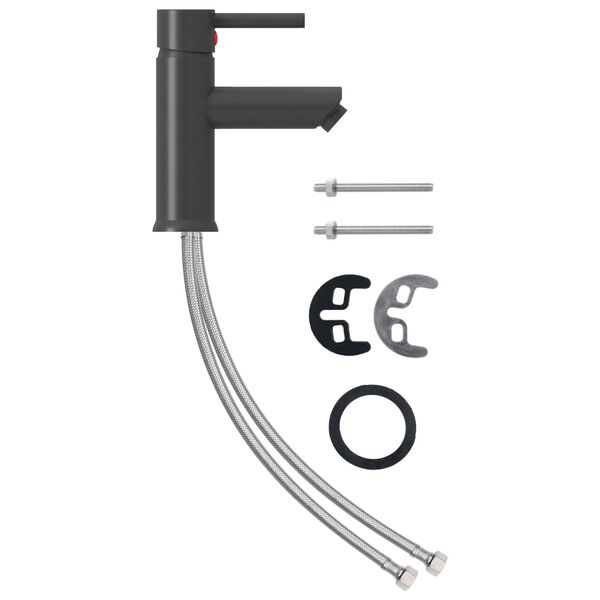 vidaXL バスルーム用蛇口 グレー 130 x 176 mm