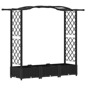 vidaXL トレリスと屋根付きの高床式庭園 ブラック 169 x 40 x 123 cm PP