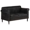 vidaXL 2人掛けソファ ブラック 本革製