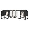 vidaXL 屋外うさぎ小屋 飼育スペース付き グレー＆ホワイト 無垢モミ材